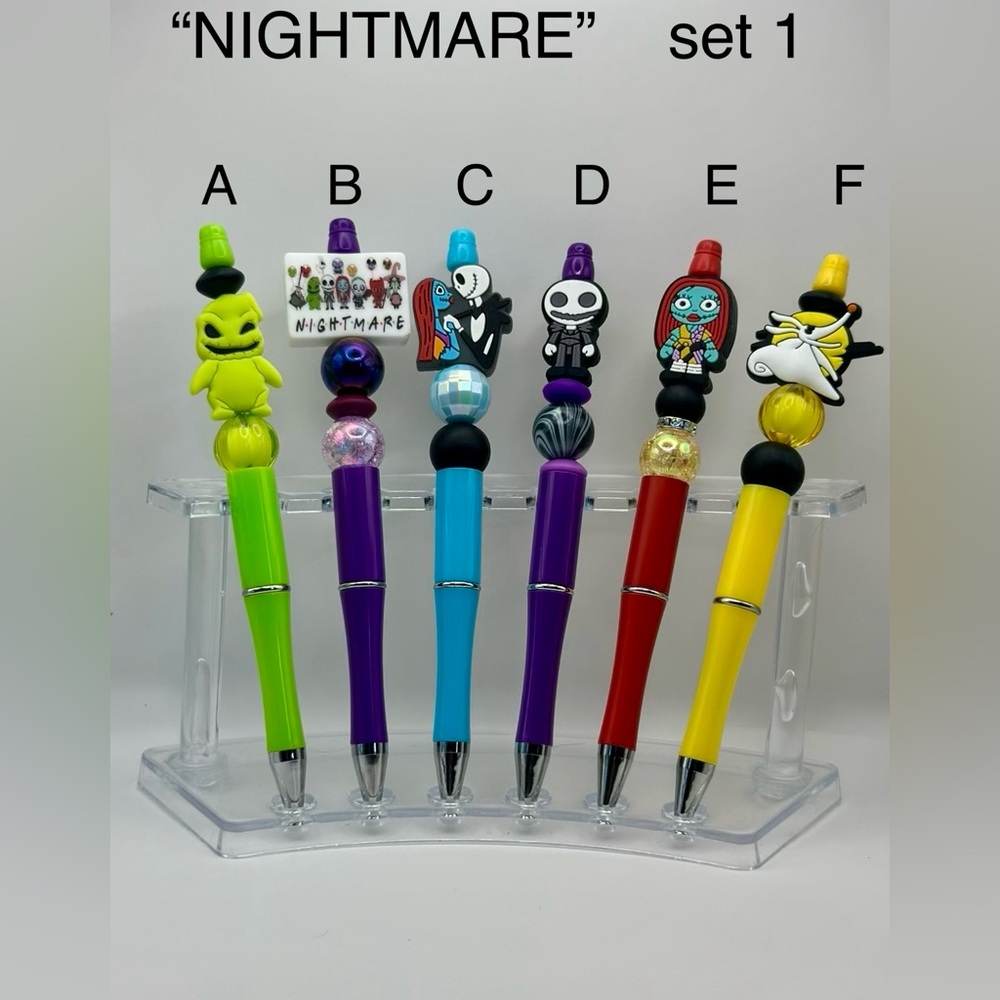 Set of 6 BEADED PENS “Nightmare” collection